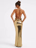 Elegant Temperament Formal Dress Sexy Halter Backless Bandage Bandage Robe Winter Evening Slim Ladies Club Party Dress