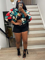 Cotton Rib Knit Sweater for Woman 3D Flower Single-Breasted Cardigan Coat Street Temperament Casual Pull Hiver Femme