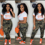 Camouflage Printed Women Cargo Pants High Waist Ribbons Jogging Pants 2023 Fall Winter High Street Outfits Workout Activewears