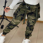 Camouflage Printed Women Cargo Pants High Waist Ribbons Jogging Pants 2023 Fall Winter High Street Outfits Workout Activewears