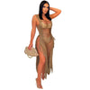 2023 Crochet Cut Out Slit Beach Dress Cover up Knitted Tunic Holiday Swimsuit Cover up Pareo Tunic Beach Maxi Dress Bikini Cove